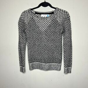 Sparrow Black White Geometric Pattern Crew Neck Sweater Size S